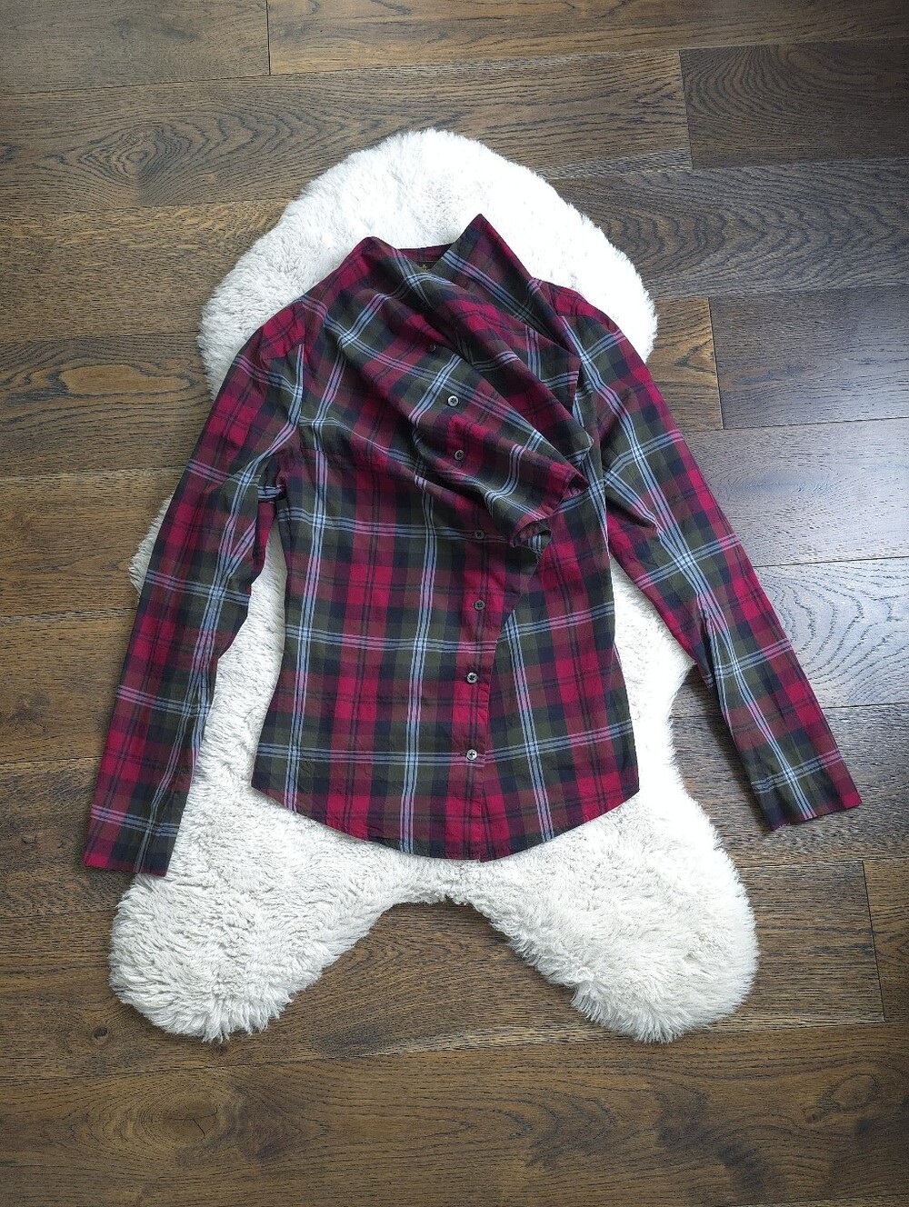 Vivienne Westwood Plaid Check Assymetrical Button down Top